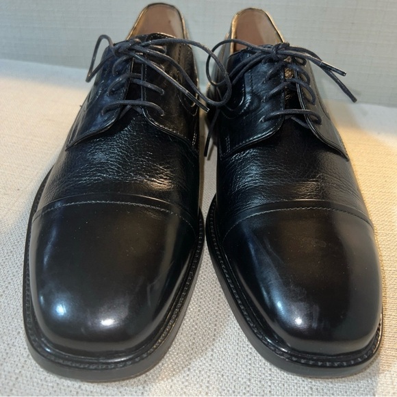 Johnston & Murphy Genuine Deerskin Black Cap Toe Oxfords Men’s Sz 9W Excellent